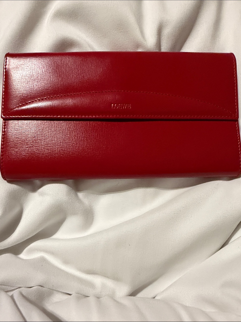 LOEWE Red Leather Long Continental Wallet – Authentic Luxury